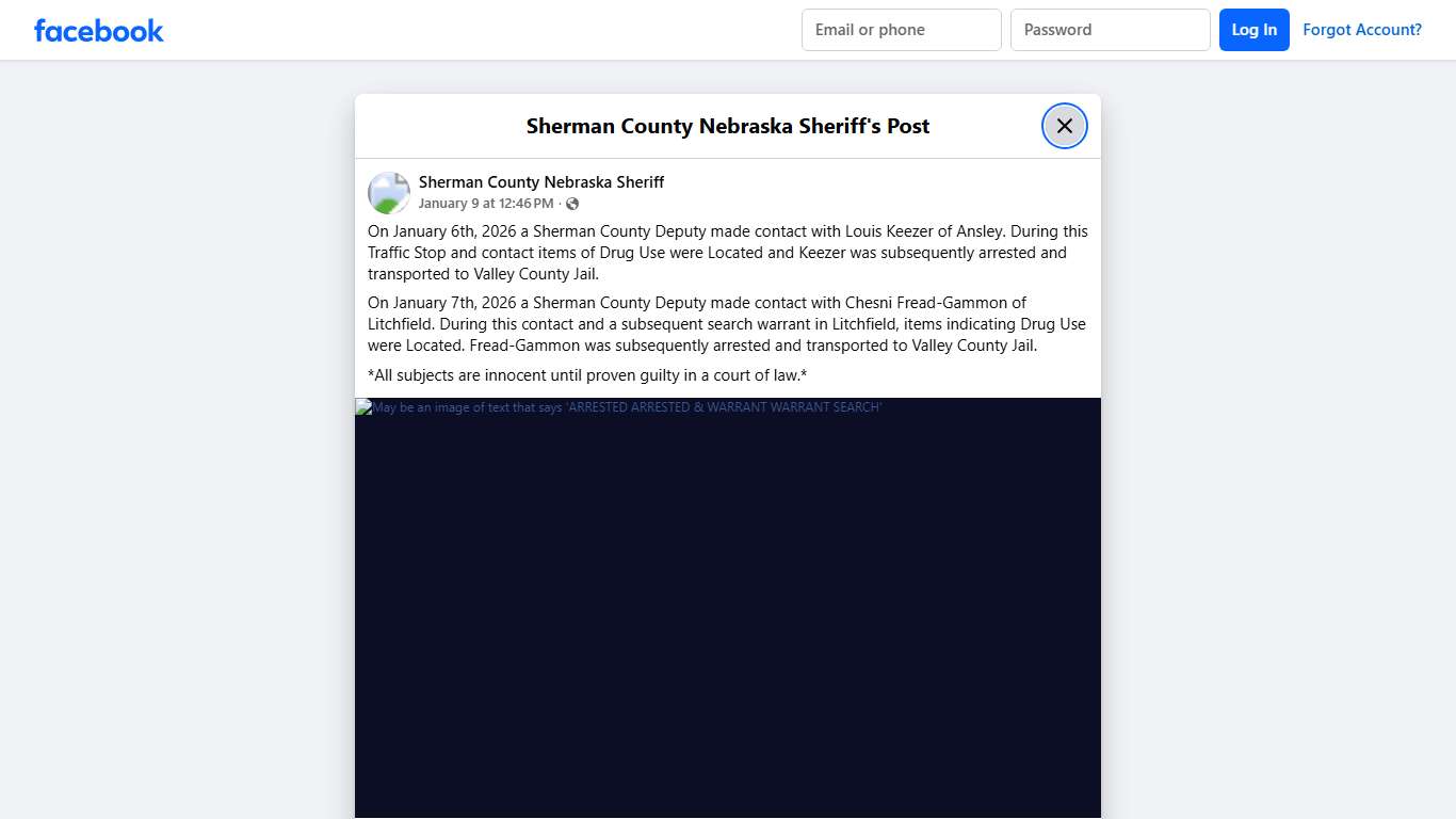 On January 6th, 2026 a... - Sherman County Nebraska Sheriff Facebook